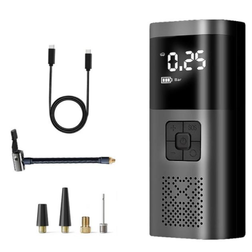 Bike Air Compressor Mini Electrical Air Pump with LED Lamp Power Bank Function Portable Wireless Tire Inflatable Pump Inflator