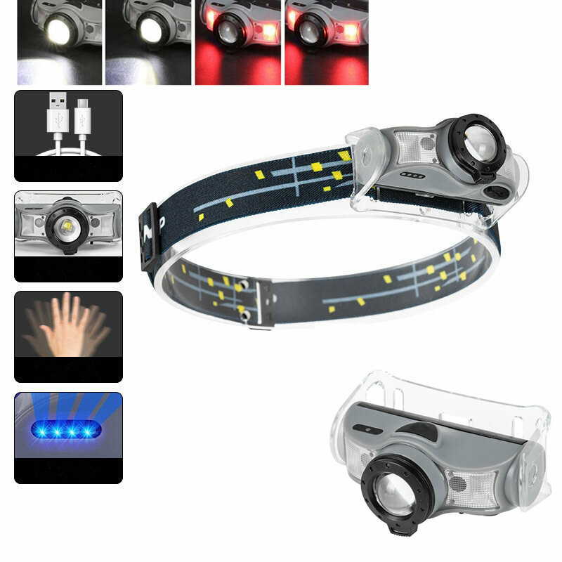 LED Sensor Headlamp USB Rechargeable Headlight Outdoor Waterproof Camping Torch Lights For Camping Cycing Fishing