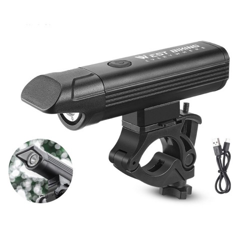 WEST BIKING 1300Lm Super Brightness Bike Headlight 1200mAh Battery Anti-Glare IPX6 Waterproof Rechargeable Bicycle Front Light