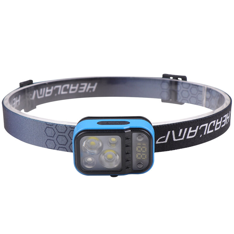 Wave Sensor 2*XTE+LED White+Red Light Smart Headlamp 60° Adjustable Headlight USB Rechargeable Power Display For Outdoor Camping Hiking Working