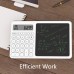 2 in1 Desktop Standing Calculator With LCD Writing Tablet Electronic Calendar Time Temperatures for Math Calculation, Note taking, and Memo Writing for School Students Office Assistant