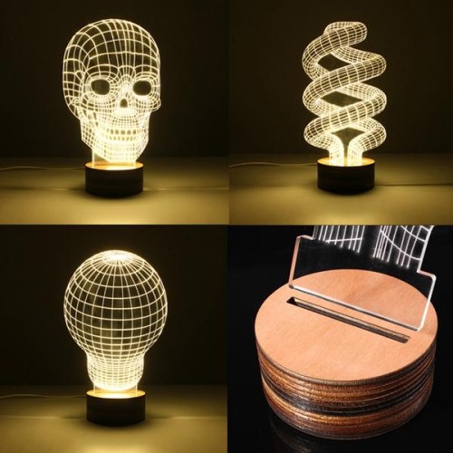 3D Visual LED Table Lamp Energy Saving Wooden Night Lamp For Holiday