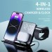 4 IN 1 LED Mirror Digital Alarm Clock Wireless Charger Real-Time Temperature Phone Holder