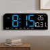 9 Inch Large Digital Wall Clock Temperature Date Week Timing Countdown Light-sensing Table Clock 2 Alarm 12/24H LED Alarm Clock