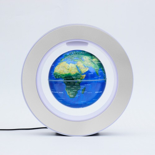 AGSIVO Floating Globe Lamp Magnetic Levitation 4-Inch LED Light ABS Body Brushed Silver Finish Levitating Home Decoration Educational Tool Perfect Gift