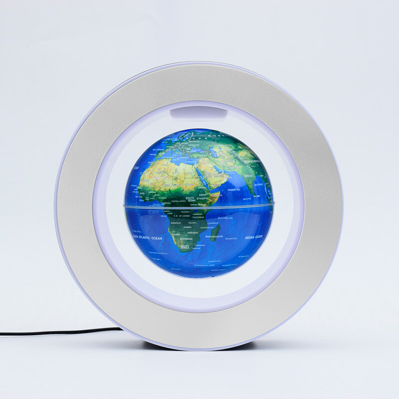 AGSIVO Floating Globe Lamp Magnetic Levitation 4-Inch LED Light ABS Body Brushed Silver Finish Levitating Home Decoration Educational Tool Perfect Gift