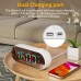 AGSIVO Multifunctional LED Digital Alarm Clock FM Radio Dual Alarm Clock with Snooze / Dynamic RGB Display / 12/24H / Date / External USB Charging For Home & Office