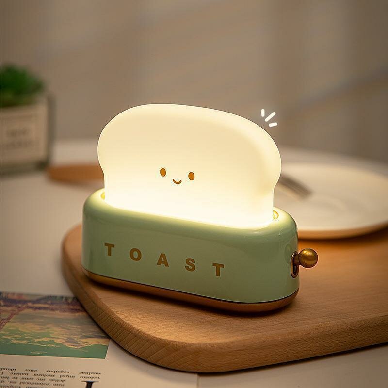 Cartoon Baby Toaster Lamp Desk Decor Rechargeable Lamp Night Light Portable Lamp for Bedroom Bedside Living Room