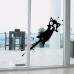 Honana Cartoon Clip to The Tail of A Cat Wall Sticker for Home Decor PVC Decals Doors Windows Car Stickers Black Cat Clip Tail Pattern Vinyl Wall Art Decals for Kitchen Cabinet Car Door DIY Stickers