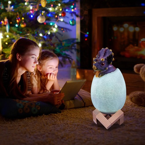 KL-02 Decorative 3D Triceratops Egg Smart Night Light 16 Colors Remote Control Touch Switch LED Nightlight For Christmas Gift