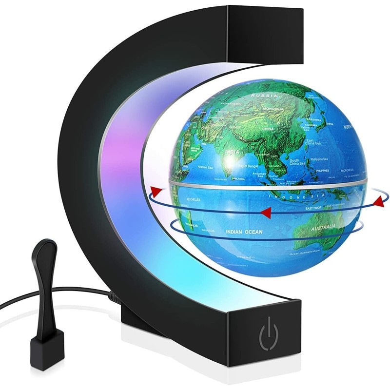 Magnetic Levitating Globe World Map with LED light Home Office Decoration Educational Gifts for Kids