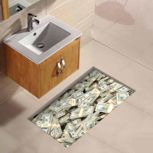 PAG 3D Bathroom Waterproof Euro Pattern Floor Sticker Anti Slip Washable Shower Room Decor