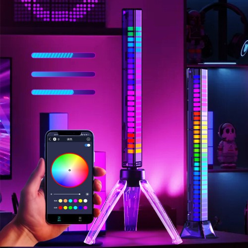 RGB Light Bar Music Sync Pickup Rhythm Lamp APP Control Voice Activated Atmosphere Light Bar for Car Gaming Room