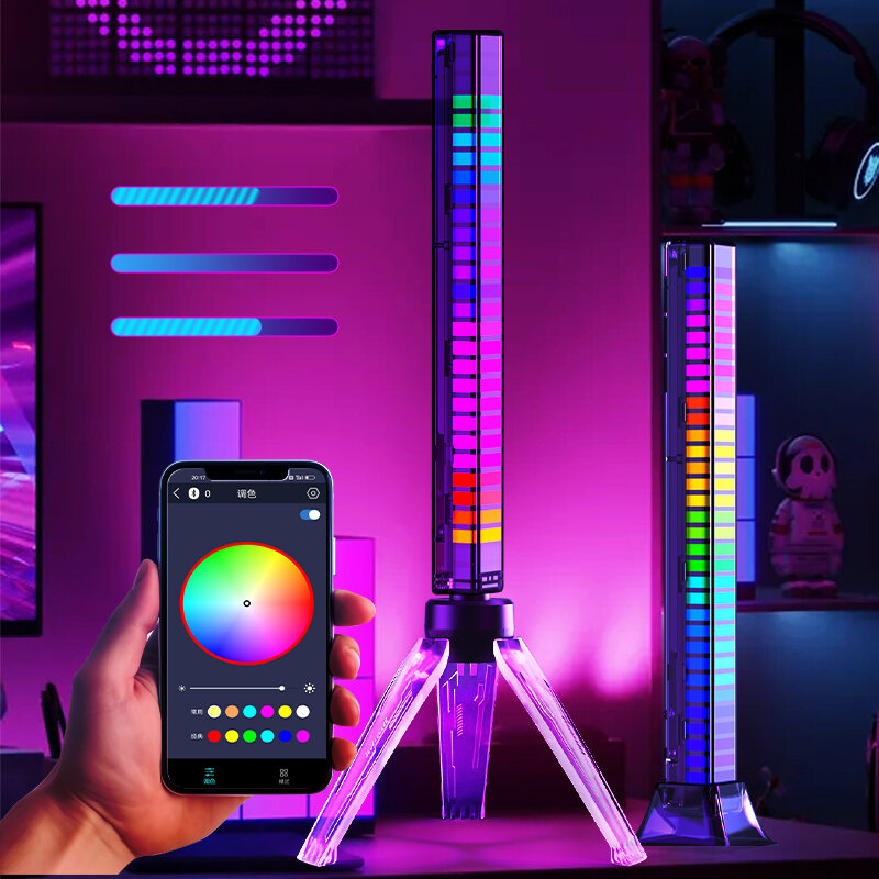 RGB Light Bar Music Sync Pickup Rhythm Lamp APP Control Voice Activated Atmosphere Light Bar for Car Gaming Room