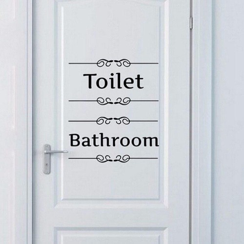 Removable PVC Bathroom Toilet Wall Sticker Door Decals DIY Home Decor