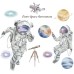 Space Theme Astronaut Wall Sticker Dormitory Living Room Wall Decor Self-Adhesive Bedroom 3D Kids Room Decoration
