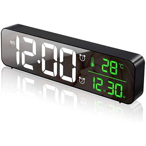 USB LED 3D Music Dual Alarm Clock Thermometer Temperature Date HD LED Display Electronic Desktop Digital Table Clocks