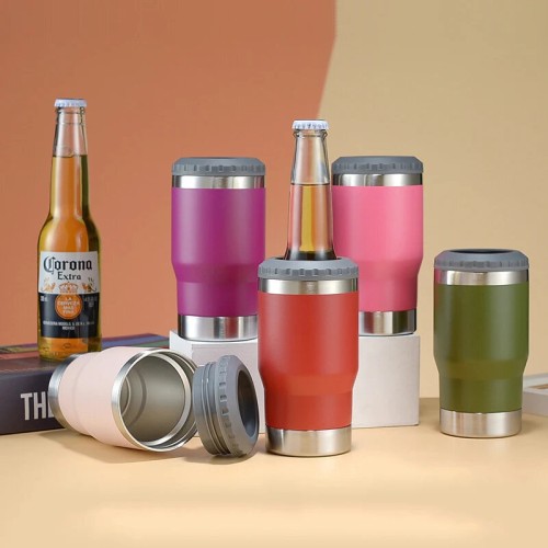 14oz Stainless Steel Double Wall Insulated Cooler Cup With Bottle Opener Portable Car Mug Single Lid