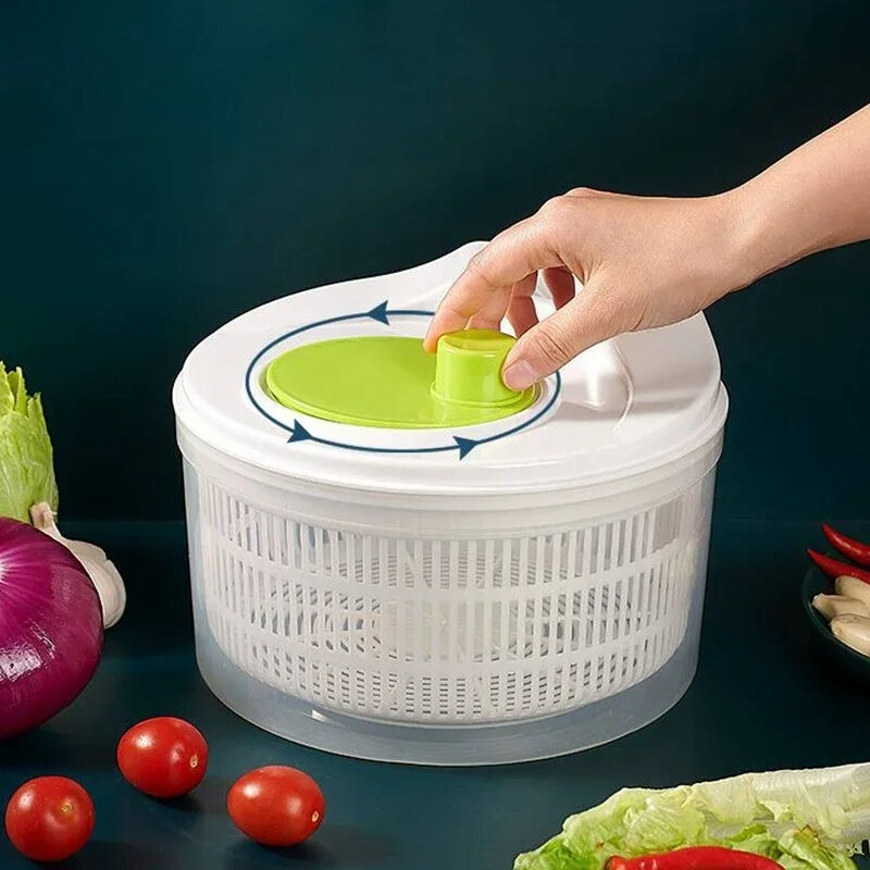 Multifunctional 5L Vegetable Dehydrator Centrifugal Inertia Design Drain Basket Easy Efficient Draining Kitchen Tool