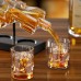 New pistol model Creative Glass Wine Bottle Red Wine Decanter 2 cups and wooden brackets Glass of glass wine distributor set Creative gift desktop decoration