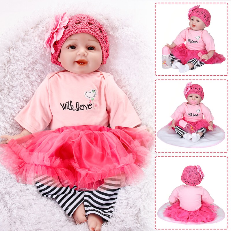 22inch Silicone Reborn Baby Dolls Girl Lifelike Baby Newborn Doll Handmade Gift