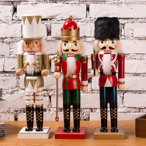 35cm Wooden Nutcracker Doll Soldier Vintage Handcraft Decoration Christmas Gifts
