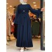 Casual Solid Color Flare Sleeve Lace-Up Chiffon Loose Muslim Maxi Dress