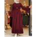 Casual Solid Color Flare Sleeve Lace-Up Chiffon Loose Muslim Maxi Dress