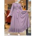 Casual Solid Color Flare Sleeve Lace-Up Chiffon Loose Muslim Maxi Dress