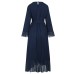 Casual Solid Color Flare Sleeve Lace-Up Chiffon Loose Muslim Maxi Dress