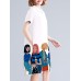 Character Print Pocket Doll Collar Short Sleeve Casual Midi Dress