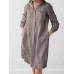 Check Pattern Long Sleeve Lapel Pocket Button Dress