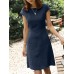 Invisible Zip Solid Short Sleeve Crew Neck Casual Dress