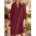 Lace Stitch 3/4 Sleeve Stand Collar Casual Dress