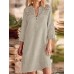 Lace Stitch 3/4 Sleeve Stand Collar Casual Dress