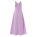 Leisure Solid Lettuce-Edge Knotted Zip V Neck Maxi Dress