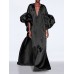 Puff Sleeve Ruffles Loose Fit V-Neck Leisure Maxi Dress For Women