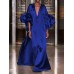 Puff Sleeve Ruffles Loose Fit V-Neck Leisure Maxi Dress For Women