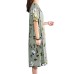 Retro Floral Print Two Pockets Loose Casual Dress For Women