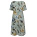 Retro Floral Print Two Pockets Loose Casual Dress For Women