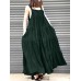 Solid Pleated Pocket Ruffle Knotted Casual Maxi Dress