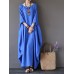 Women 100% Cotton Solid Baggy Pockets Summer Maxi Dress