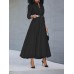 Women Basic Button Down Front Lapel Solid Color Long Sleeve Shirt Dress