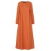 Women Button Front Kaftan Robe Long Sleeve Shirt Maxi Dresses With Pocket