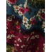 Women Casual Loose Cotton Floral Print Short Sleeve Dress