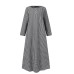 Women Casual Plaid Half Button Front Long Sleeve Maxi Dresses