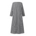 Women Casual Plaid Half Button Front Long Sleeve Maxi Dresses