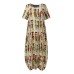 Women Ethnic Style Figure Print Round Neck Short Sleeve Loose Baggy Maxi Dresses