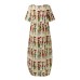 Women Ethnic Style Figure Print Round Neck Short Sleeve Loose Baggy Maxi Dresses