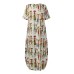 Women Ethnic Style Figure Print Round Neck Short Sleeve Loose Baggy Maxi Dresses